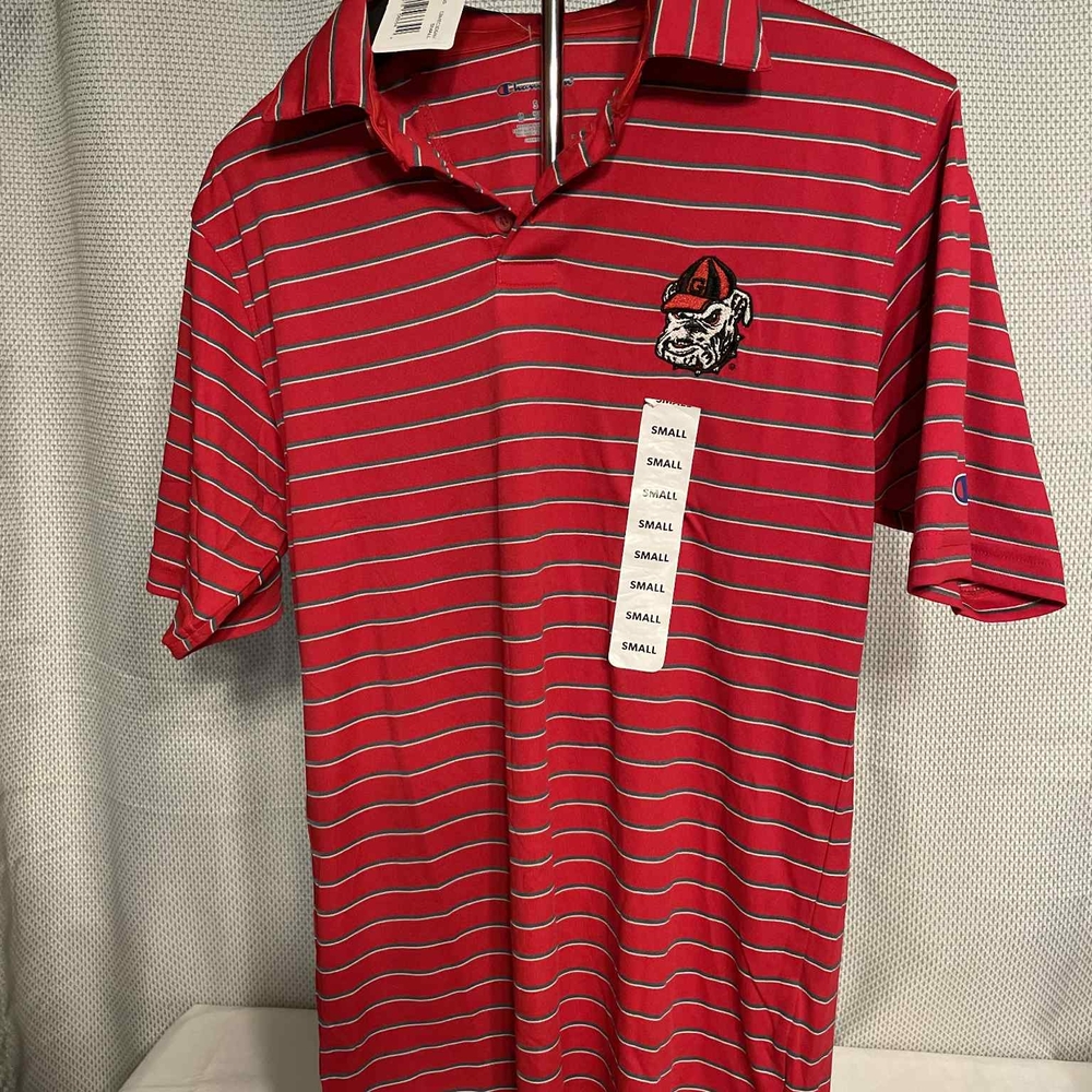 Champion Men's Polo Shirt in Red with White Stripes